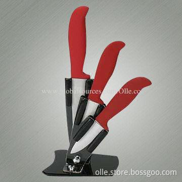 Red Handle Ceramic Kitchen Knife Set